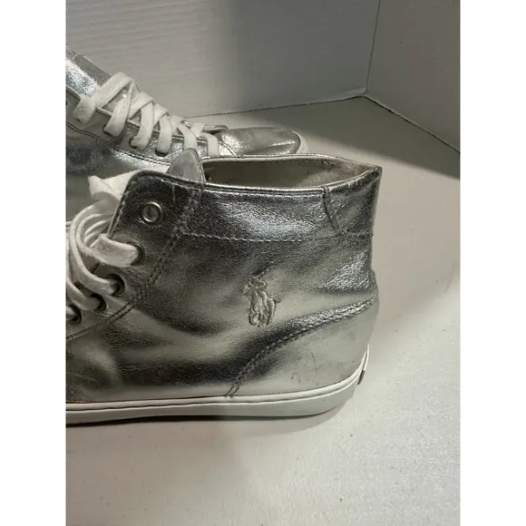 Polo Ralph Lauren Kids Shoes Silver Slater Mid-Top Boot SIZE 5.5