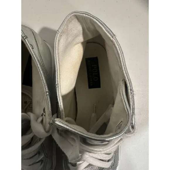 Polo Ralph Lauren Kids Shoes Silver Slater Mid-Top Boot SIZE 5.5