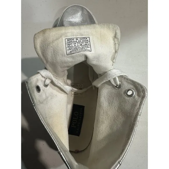 Polo Ralph Lauren Kids Shoes Silver Slater Mid-Top Boot SIZE 5.5