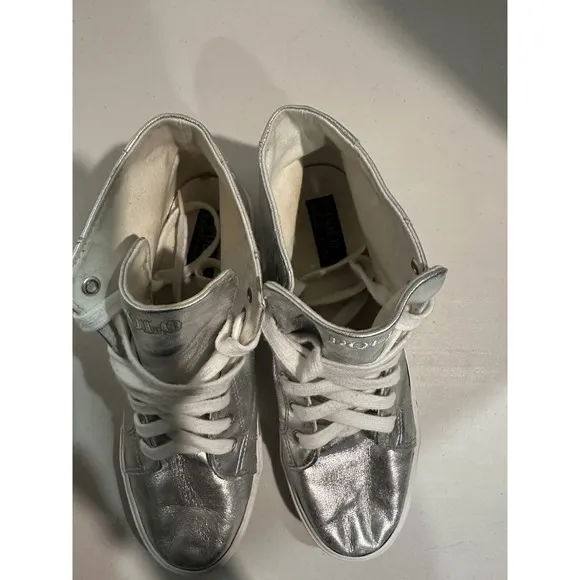 Polo Ralph Lauren Kids Shoes Silver Slater Mid-Top Boot SIZE 5.5