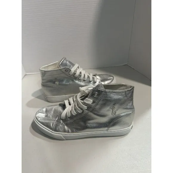 Polo Ralph Lauren Kids Shoes Silver Slater Mid-Top Boot SIZE 5.5