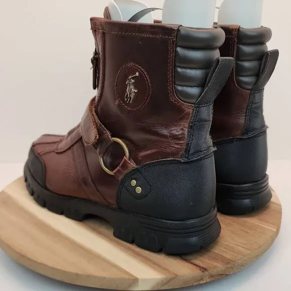 Polo Ralph Lauren Polo Conquest Hi III Mens Brown Leather Mid Calf Boots 9D