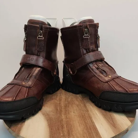 Polo Ralph Lauren Polo Conquest Hi III Mens Brown Leather Mid Calf Boots 9D