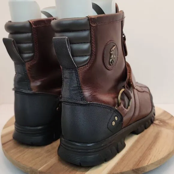 Polo Ralph Lauren Polo Conquest Hi III Mens Brown Leather Mid Calf Boots 9D