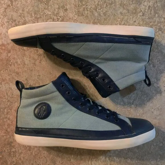 Polo Ralph Lauren Shoes Mens 13 D Clarke High Top Cap Toe Sneakers Blue Navy