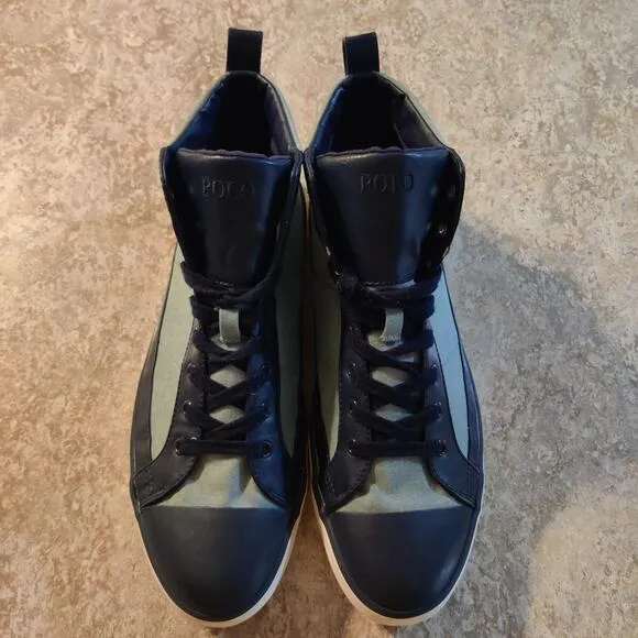 Polo Ralph Lauren Shoes Mens 13 D Clarke High Top Cap Toe Sneakers Blue Navy