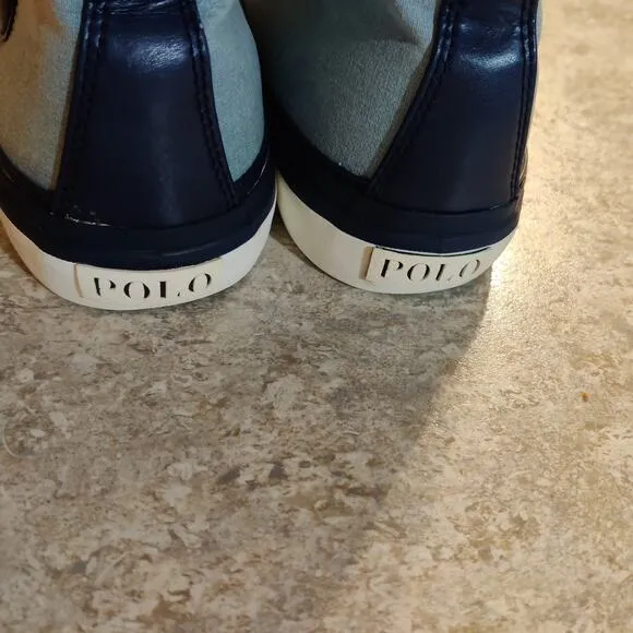 Polo Ralph Lauren Shoes Mens 13 D Clarke High Top Cap Toe Sneakers Blue Navy