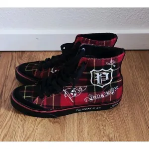 Polo Ralph Lauren Solomon Red Plaid High Top Shoes Men 7 D Tradition Punk 90’s