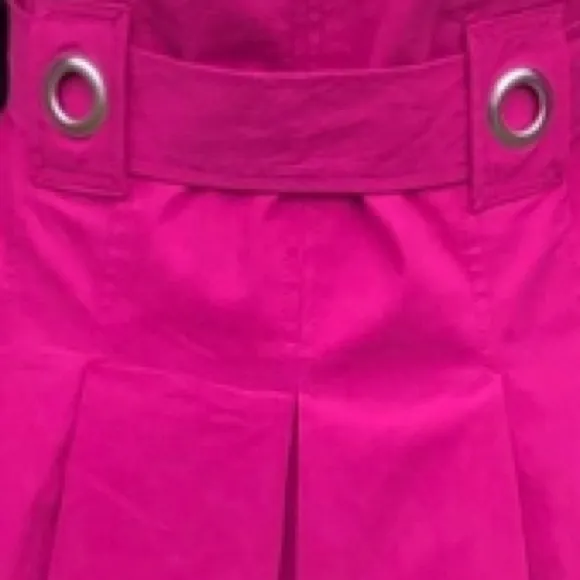 Princess Style Trench Coat Belt Double Breasted Pleated Hot Pink Size Large