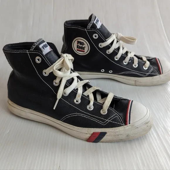 PRO-KEDS men's black leather high top lace-up skate shoes sneakers size 10.5