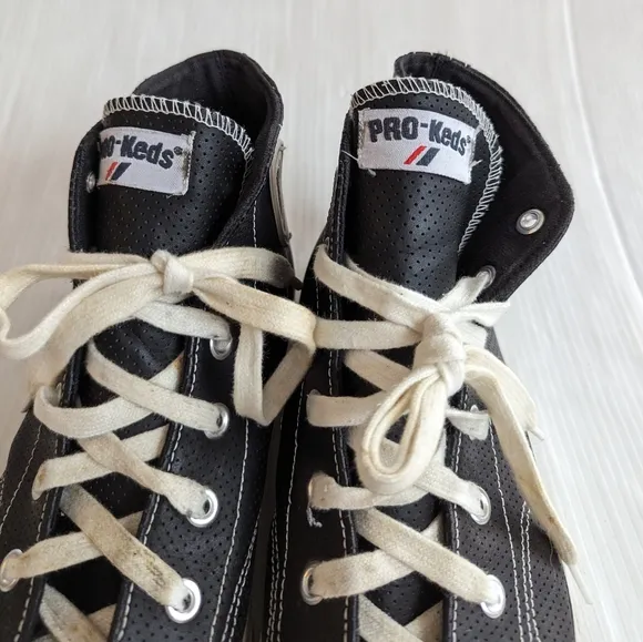 PRO-KEDS men's black leather high top lace-up skate shoes sneakers size 10.5