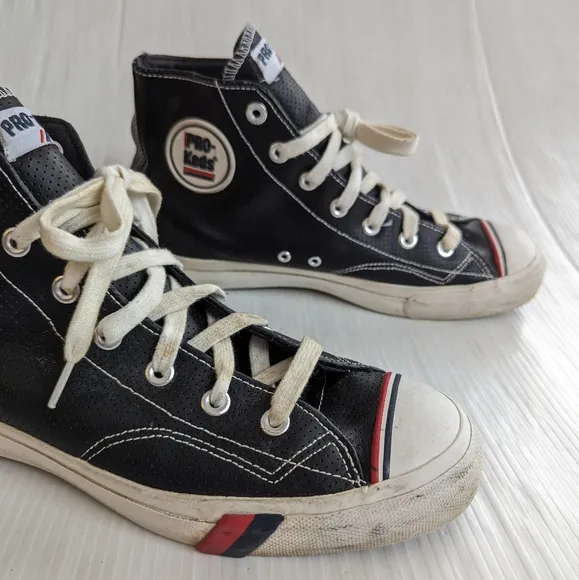 PRO-KEDS men's black leather high top lace-up skate shoes sneakers size 10.5
