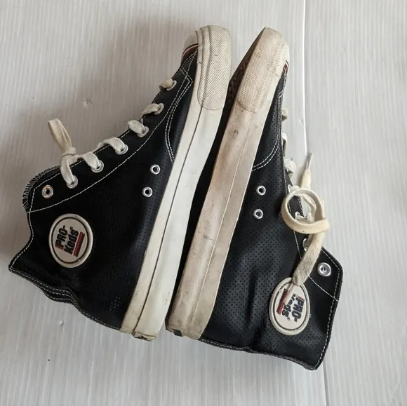 PRO-KEDS men's black leather high top lace-up skate shoes sneakers size 10.5
