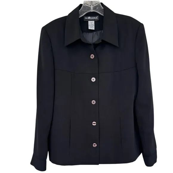 Professional Power Suit Blazer Skirt Set Executive Dress Jacket Work Event Black