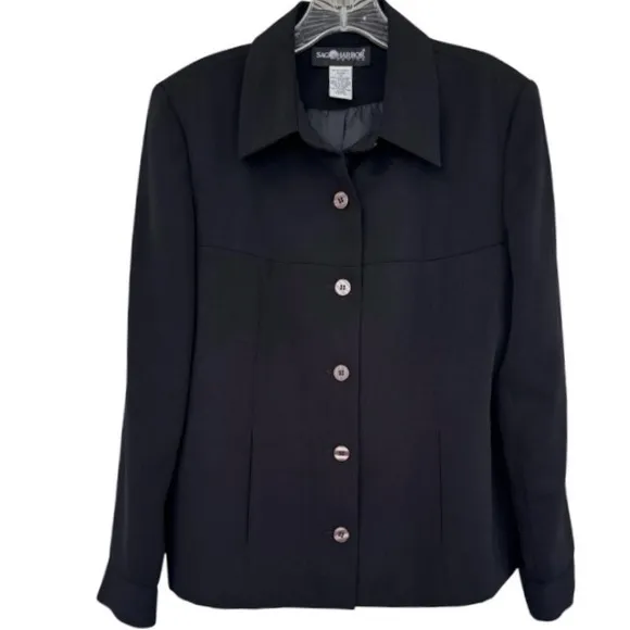 Professional Power Suit Blazer Skirt Set Executive Dress Jacket Work Event Black
