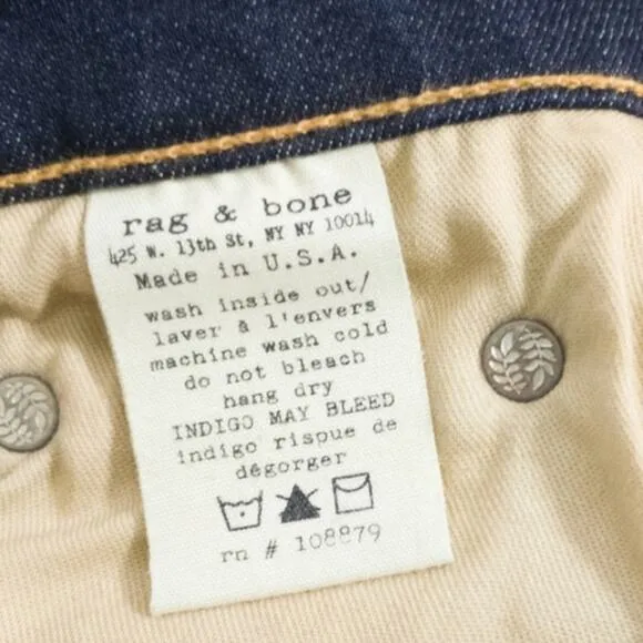 Rag &amp; Bone Skinny Distressed Sheffield Coupe jeans worn once 31