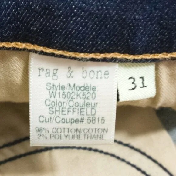 Rag &amp; Bone Skinny Distressed Sheffield Coupe jeans worn once 31