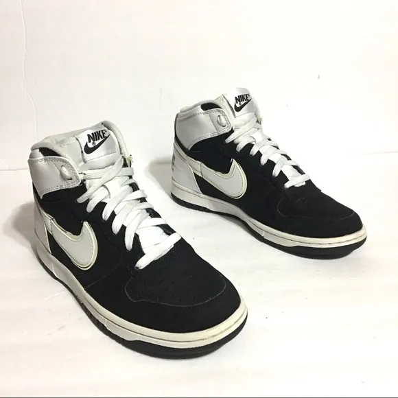 Rare Nike-Big Nike High LE (GS) Black White Sneaker Shoes Boys Youth Sizes 6Y