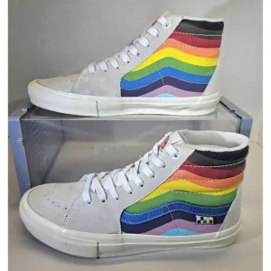Rare Vans Men's Skate Sk8-Hi Pride White Multi Rainbow  Sneakers Size 9.5