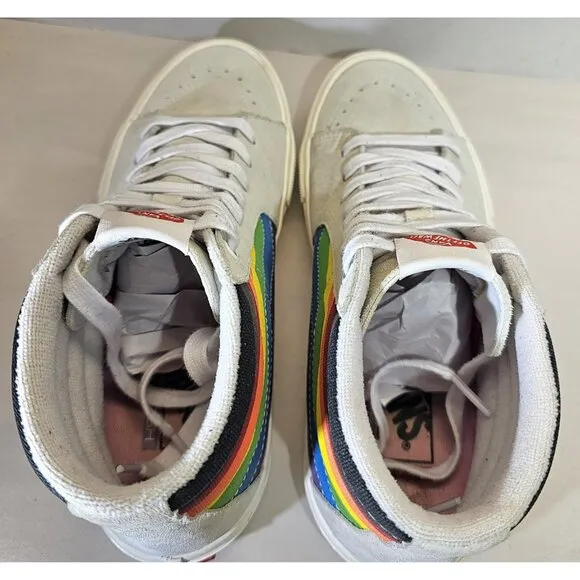 Rare Vans Men's Skate Sk8-Hi Pride White Multi Rainbow  Sneakers Size 9.5