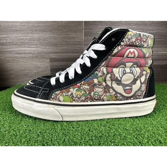 RARE Vans x Nintendo SK8-Hi Super Mario Brothers Skate Shoes Size M 7 or‎ W 8.5