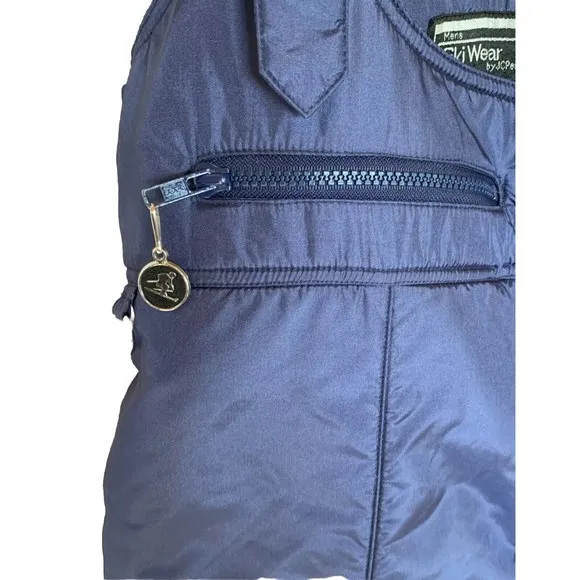 RARE Vintage 80’s Men’s Lg Ski Bibs Overalls Navy Snowboard J C Penney’s *Note