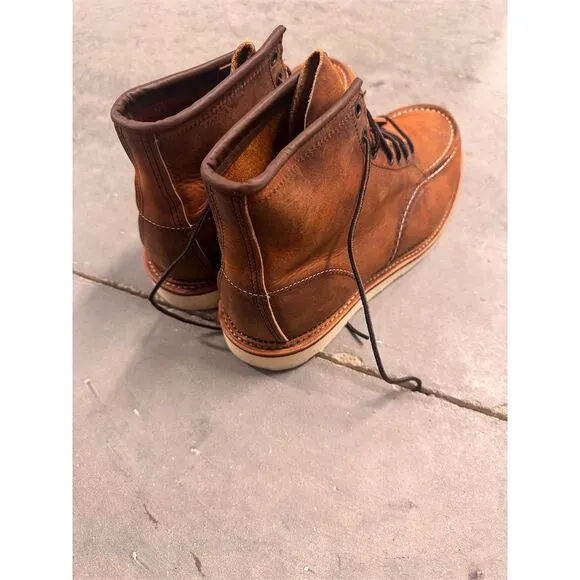 Red Wing Men's Classic Moc Toe Boots Brown Leather Size 10 Ankle Bootie