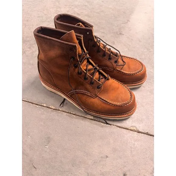 Red Wing Men's Classic Moc Toe Boots Brown Leather Size 10 Ankle Bootie