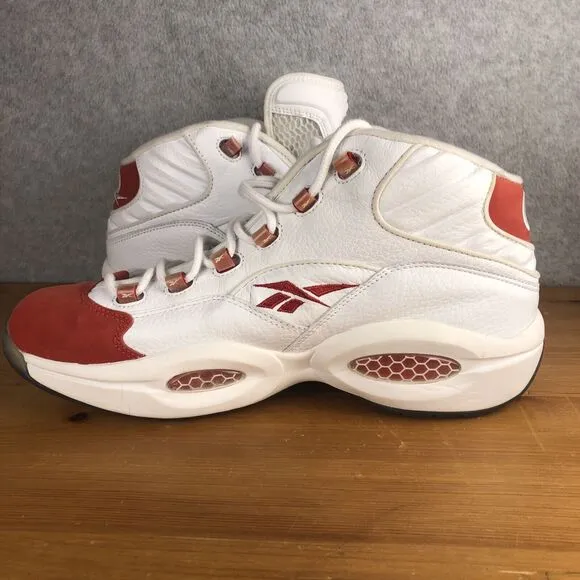 Reebok Question Mid White Pearlized Red 2016 Allen Iverson Size 11.5 VNDS 76ers