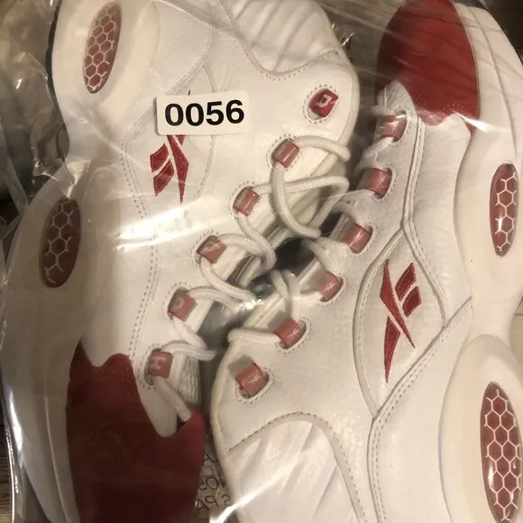 Reebok Question Mid White Pearlized Red 2016 Allen Iverson Size 11.5 VNDS 76ers