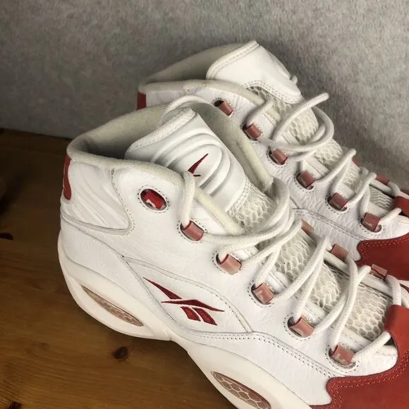 Reebok Question Mid White Pearlized Red 2016 Allen Iverson Size 11.5 VNDS 76ers