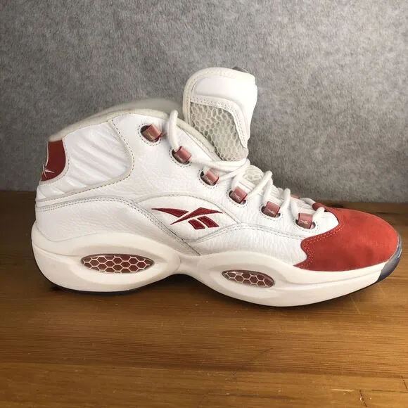 Reebok Question Mid White Pearlized Red 2016 Allen Iverson Size 11.5 VNDS 76ers