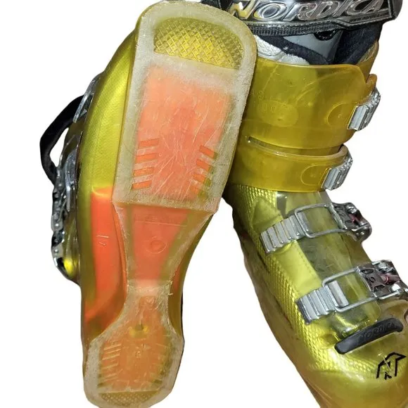 Retro Nordica Men's Sz 7 Mondo 25 Hot Rod Nitrous Ski Boots Bright Yellow