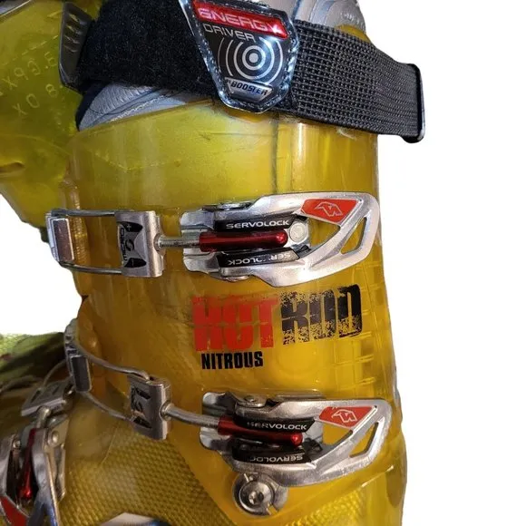 Retro Nordica Men's Sz 7 Mondo 25 Hot Rod Nitrous Ski Boots Bright Yellow