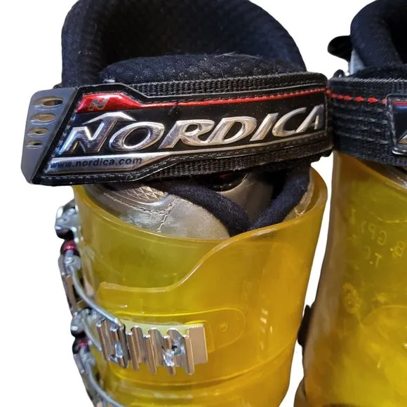 Retro Nordica Men's Sz 7 Mondo 25 Hot Rod Nitrous Ski Boots Bright Yellow