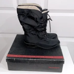 Revelations Vintage Women’s Winter Boots size 6.5N Black Nylon Faux Fur lined