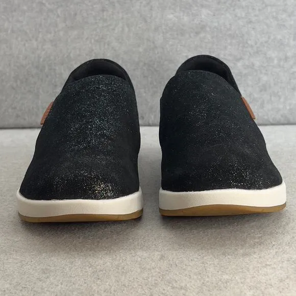 Revere Panama Leather Slip On Sneaker Shoe- Midnight -Women Size 8 W *NEW
