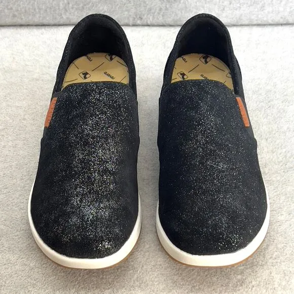 Revere Panama Leather Slip On Sneaker Shoe- Midnight -Women Size 8 W *NEW