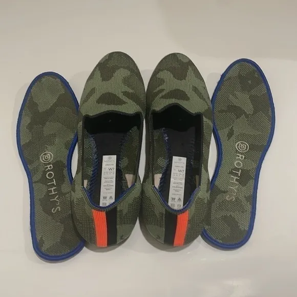 Rothy’s Green Camo Round Toe Flats—Best!  Excellent Condition!!  Size 7 Comfort