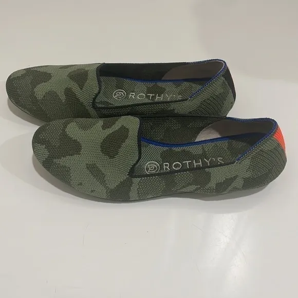 Rothy’s Green Camo Round Toe Flats—Best!  Excellent Condition!!  Size 7 Comfort