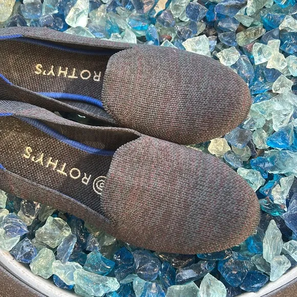 ROTHY’S Retired Lounge Loafer Navy Heather Slip On Flat Comfortable Shoe 8 EUC