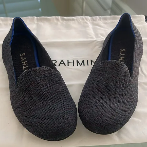 ROTHY’S Retired Lounge Loafer Navy Heather Slip On Flat Comfortable Shoe 8 EUC