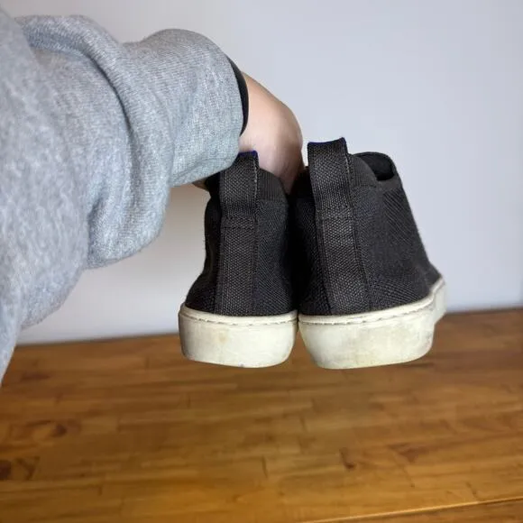 Rothy’s The Chelsea High Top Pull On Sneakers Shoes Black Knit Size 6