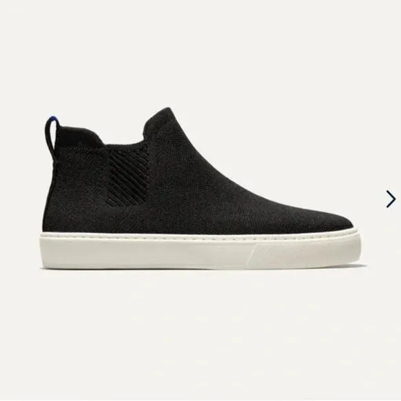 Rothy’s The Chelsea High Top Pull On Sneakers Shoes Black Knit Size 6