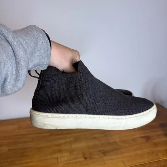 Rothy’s The Chelsea High Top Pull On Sneakers Shoes Black Knit Size 6
