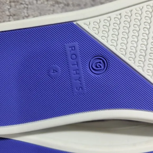 Rothy's The Kid White Rainbow Knit Slip On Sneaker Shoes Big Girl's Size 4 US