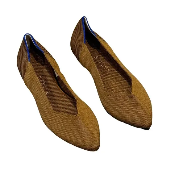 Rothy's The Point Ballet Flat Slip-On Comfortable Portobello Tan Size 8 NWOT