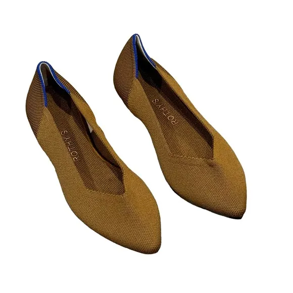 Rothy's The Point Ballet Flat Slip-On Comfortable Portobello Tan Size 8 NWOT
