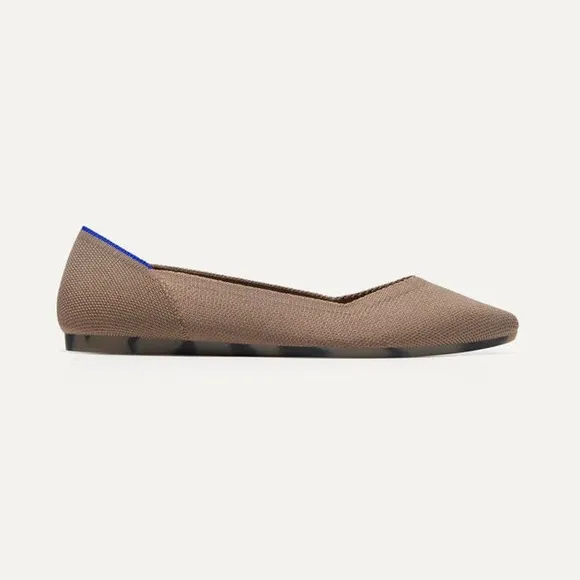 Rothy's The Point Ballet Flat Slip-On Comfortable Portobello Tan Size 8 NWOT