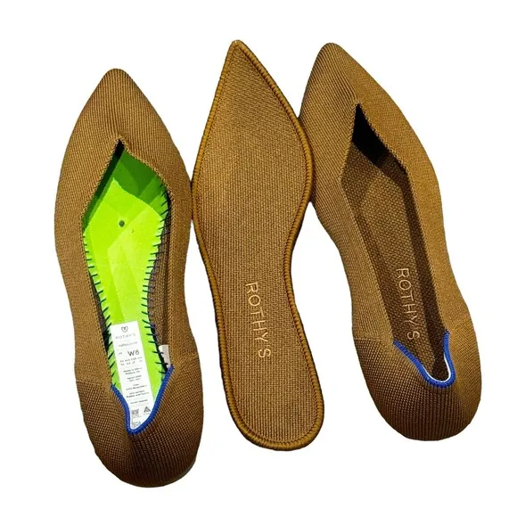 Rothy's The Point Ballet Flat Slip-On Comfortable Portobello Tan Size 8 NWOT